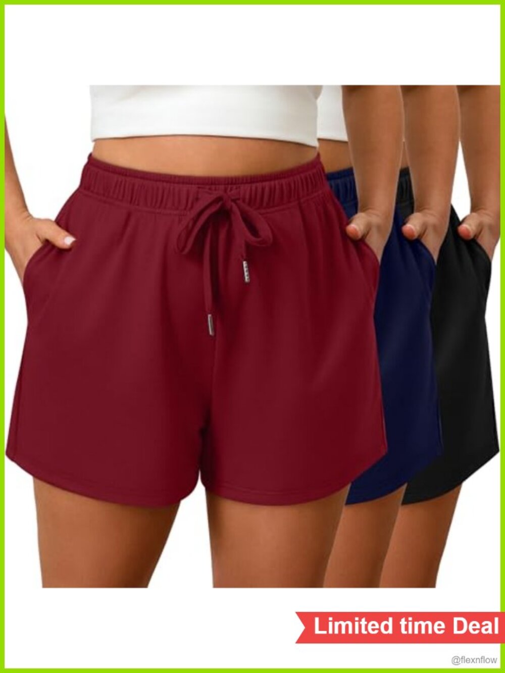Plus Size Sweat Shorts 3 Pack Drawstring Pockets Athletic Lounge
